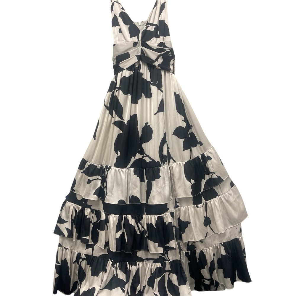 Hutch Black and White Sleeveless Tiered Maxi Dress